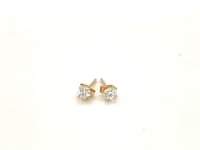  14k Yellow Gold Stud Earrings with White Hue Faceted Cubic Zirconia