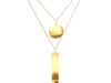 14k Yellow Gold 18 inch Two Strand Necklace with Circle and Bar Pendants