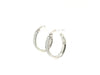 14k White Gold Glitter Center Oval Hoop Earrings(4x15mm)