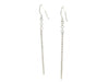 14k White Gold Long Bar Diamond Cut Drop Earrings