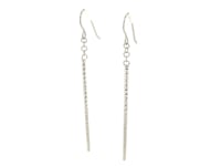 14k White Gold Long Bar Diamond Cut Drop Earrings