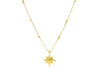 14k Yellow Gold Necklace with Eight Pointed Star and Beads