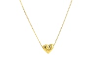 14k Yellow Gold Chain Necklace with Sliding Puffed Heart Charm