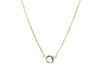 14k Yellow Gold 17 inch Necklace with Round Blue Topaz