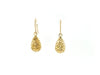 14k Yellow Gold Teardrop Drop Earrings with Honeycomb Texture