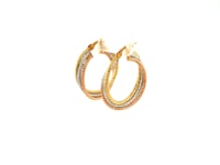 14k Tri Color Gold Three Part Round Hoop Earrings