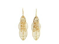14k Yellow Gold Textured Cascading Cut Out Marquise Earrings