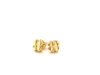  14k Yellow Gold Polished Four Leaf Clover Earrings with Diamonds(7mm)