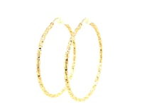 14k Yellow Gold Patterned Hoop Earrings with Twist Design