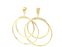 14k Yellow Gold Post Earrings with Open Polished Circle Dangles
