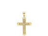 14k Two-Tone Gold Cross Pendant with an Ornate Budded Style