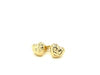 14k Yellow Gold Puffed Heart Earrings with Diamond Cuts