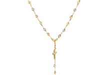 14k Tri-Color Gold Rosary Chain Necklace