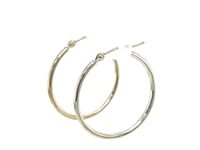 10k White Gold Polished Hoop Earrings (25 mm)