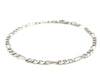14k White Gold Solid Figaro Bracelet (3.80 mm)