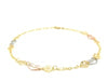 14k Tri-Color Gold Anklet with Multi Color Heart Stations