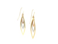 Tri-Tone Graduated Open Marquise Earrings in 10k Yellow   White   and Rose Gold