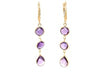 Drop Earrings with Round and Pear-Shaped Amethysts in 14k Yellow Gold