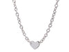 Sterling Silver Rhodium Plated Chain Bracelet with a Flat Heart Motif Station