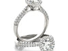 14k White Gold Halo Diamond Engagement Ring with Pave Band (1 1/3 cttw)