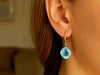 Drop Earrings with Blue Topaz Cushion Briolettes in 14k Yellow Gold
