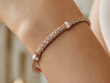 Polished Woven Rope Bracelet with Diamond Accents in 14k Rose Gold