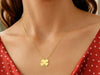14K Yellow Gold Four Leaf Clover Necklace