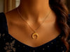 14k Yellow Gold 17 inch Necklace with Domed Moon Motif Pendant