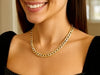 14k Two Tone Gold Pave Curb Chain (7.00 mm)