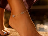 14k Two Tone Gold Entwined Heart Stationed Anklet