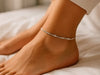 Sterling Silver Anklet with Polished Bars and Beads