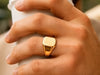14K Yellow Gold Polished Rectangular Signet Ring