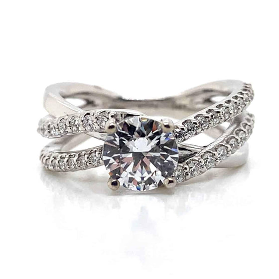 Ritani White 14 Karat Gold Diamond Engagement Ring Mounting Size 6.5 * - Diamond Designs