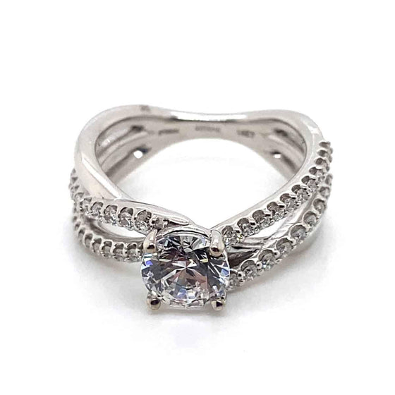Ritani White 14 Karat Gold Diamond Engagement Ring Mounting Size 6.5 * - Diamond Designs