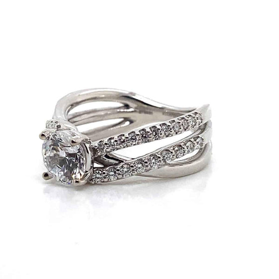 Ritani White 14 Karat Gold Diamond Engagement Ring Mounting Size 6.5 * - Diamond Designs
