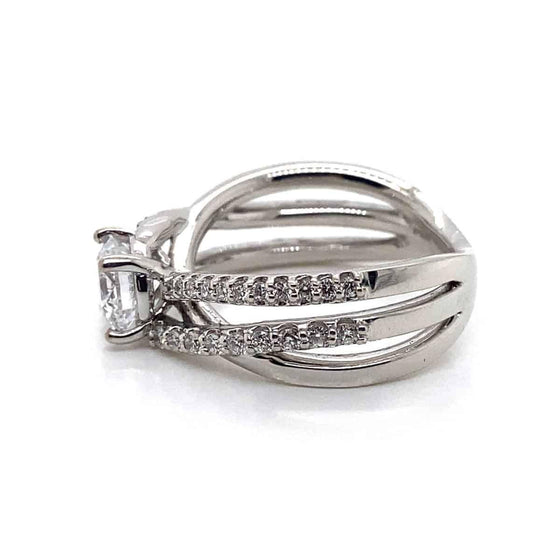 Ritani White 14 Karat Gold Diamond Engagement Ring Mounting Size 6.5 * - Diamond Designs