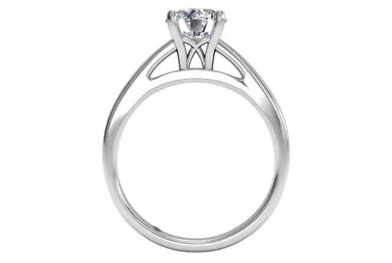 Ritani White 14 Karat Gold Solitaire Engagement Ring Mounting Size 6.5 * - Diamond Designs