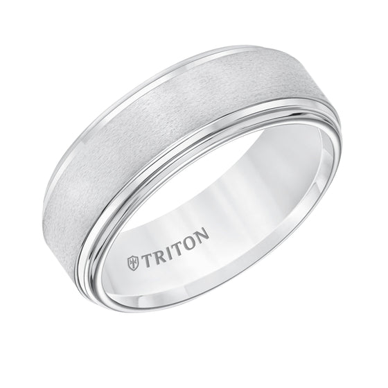 Triton White Tungsten Carbide Satin Wedding Band Size 10 * - Diamond Designs