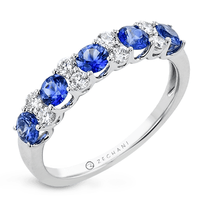 Zeghani White 14 Karat Gold Sapphire & Diamond Contemporary Ring * - Diamond Designs