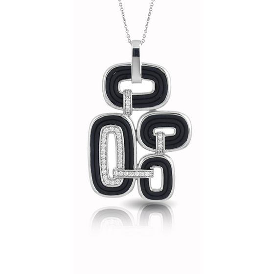 Belle Etoile Mod Pendant Sterling Silver Pave'  w Chain