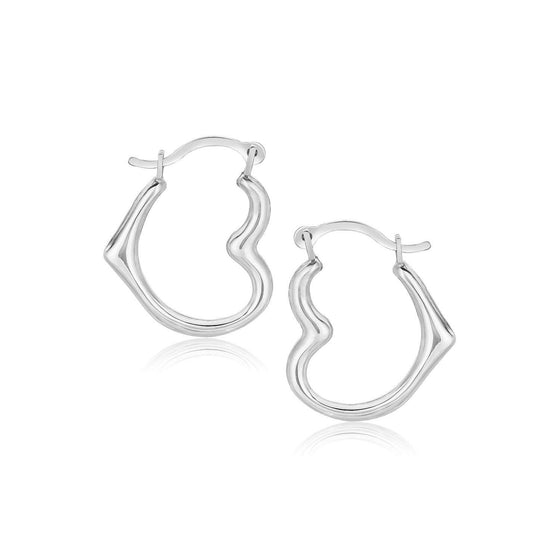 10k White Gold Heart Hoop Earrings - Diamond Designs