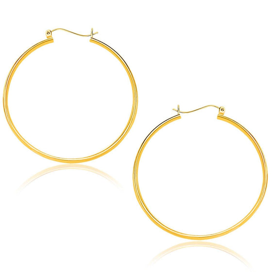 10k Yellow Gold Polished Hoop Earrings (40mm) - Diamond Designs