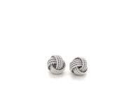 Sterling Silver Textured Love Knot Stud Style Earrings