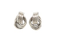 Polished Love Knot Earrings with Interlocking Rings in Sterling Silver