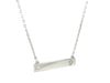 Sterling Silver 18 inch Bar Necklace with Diamond and Engraved Heart