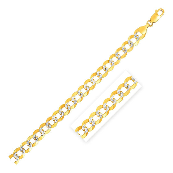 12.18 mm 14k Two Tone Gold Pave Curb Chain - Diamond Designs