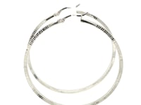 Ridge Textured Hoop Earrings in Sterling Silver