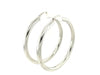 Sterling Silver Rhodium Plated Thick Large Polished Hoop Design Earrings (40mm)