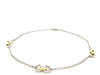 14k Yellow Gold and Sterling Silver Triple Ring Stationed Anklet