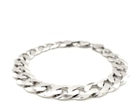 Rhodium Plated 11.6mm Sterling Silver Curb Style Bracelet